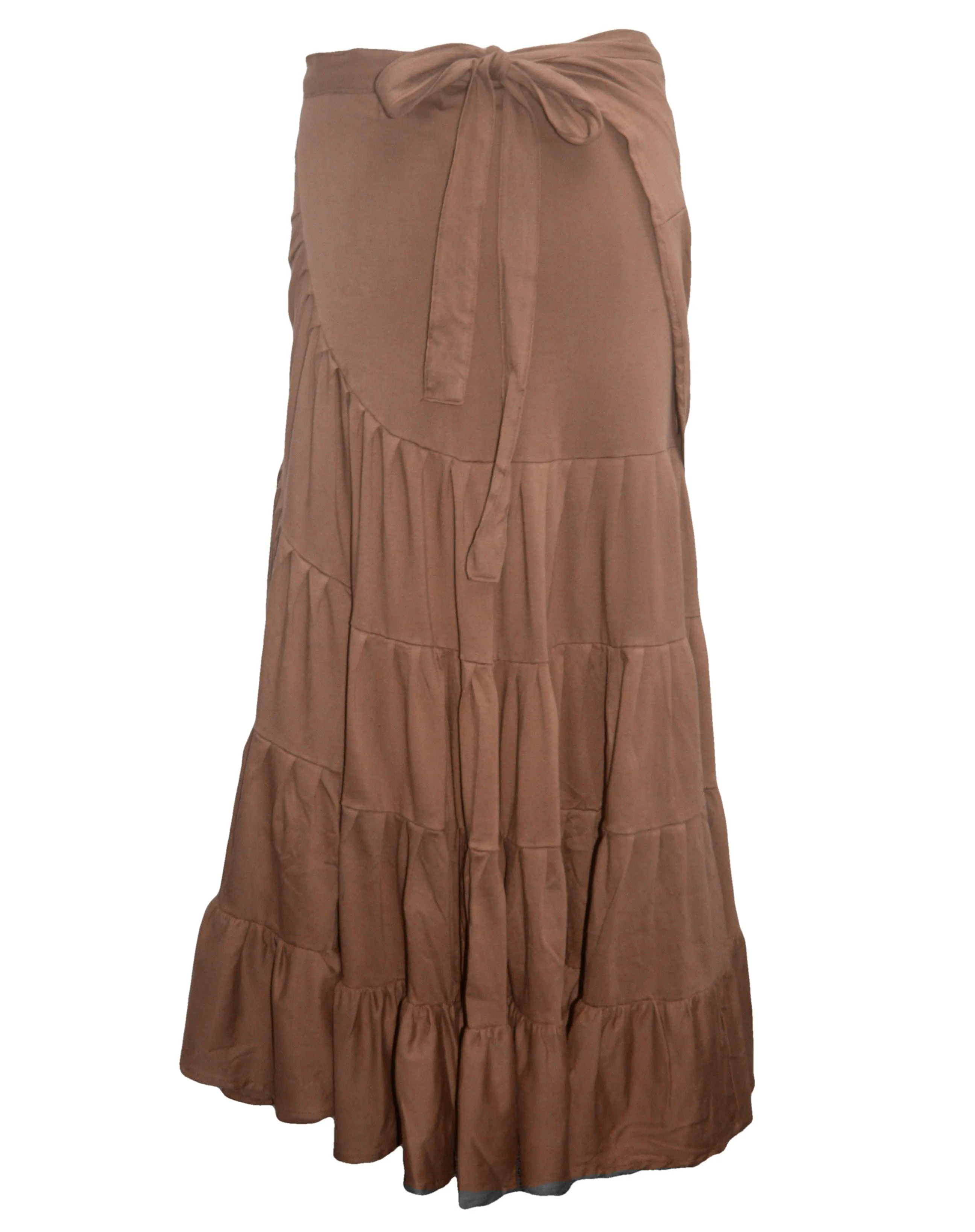 15 WS Women's Rayon Boho Chic Broom Mopping Ruffle Tier Wrap Skirt Maxi