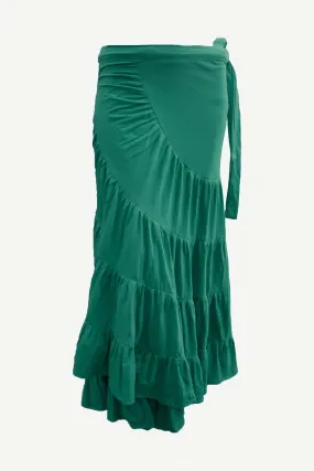 15 WS Women's Rayon Boho Chic Broom Mopping Ruffle Tier Wrap Skirt Maxi