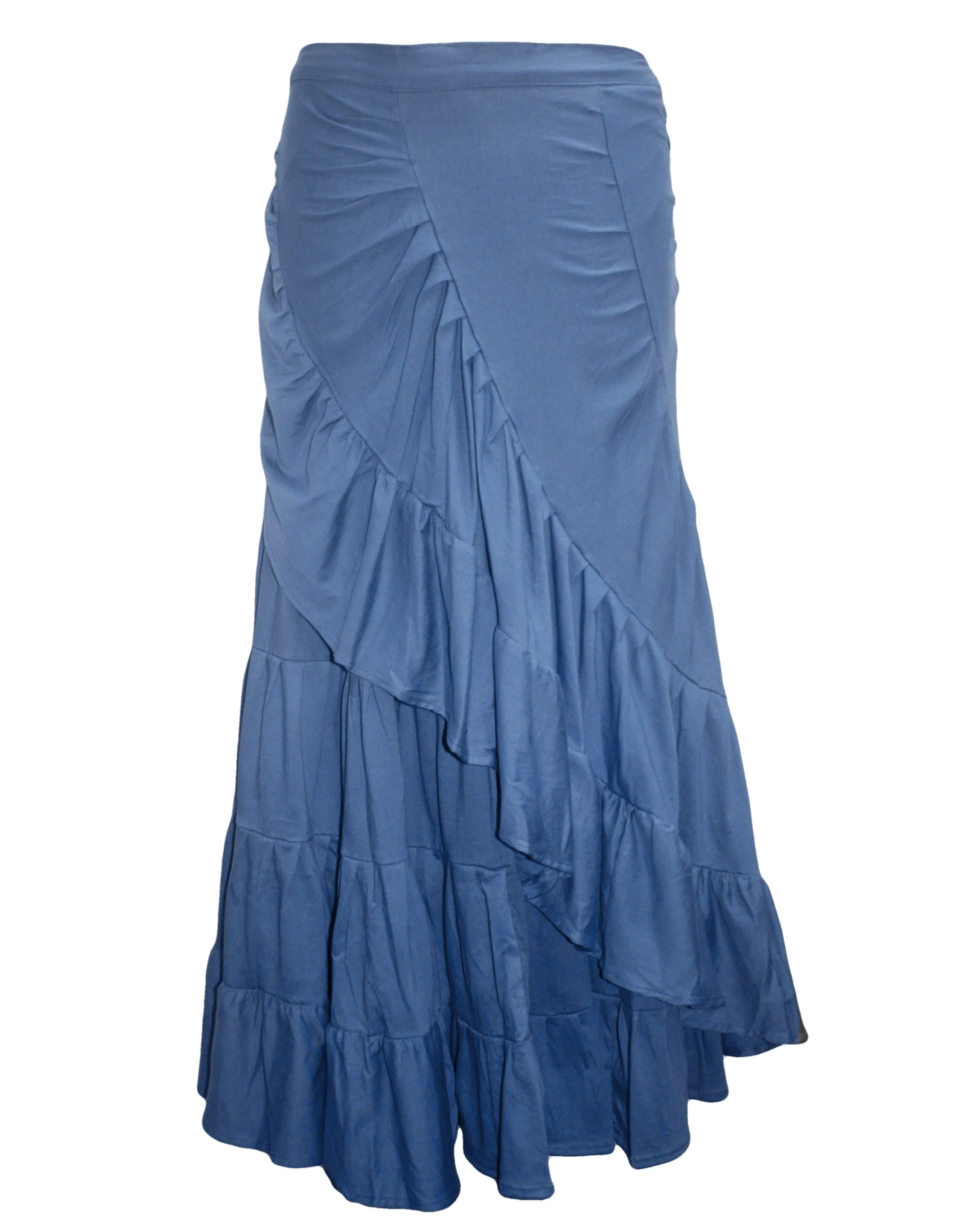 15 WS Women's Rayon Boho Chic Broom Mopping Ruffle Tier Wrap Skirt Maxi