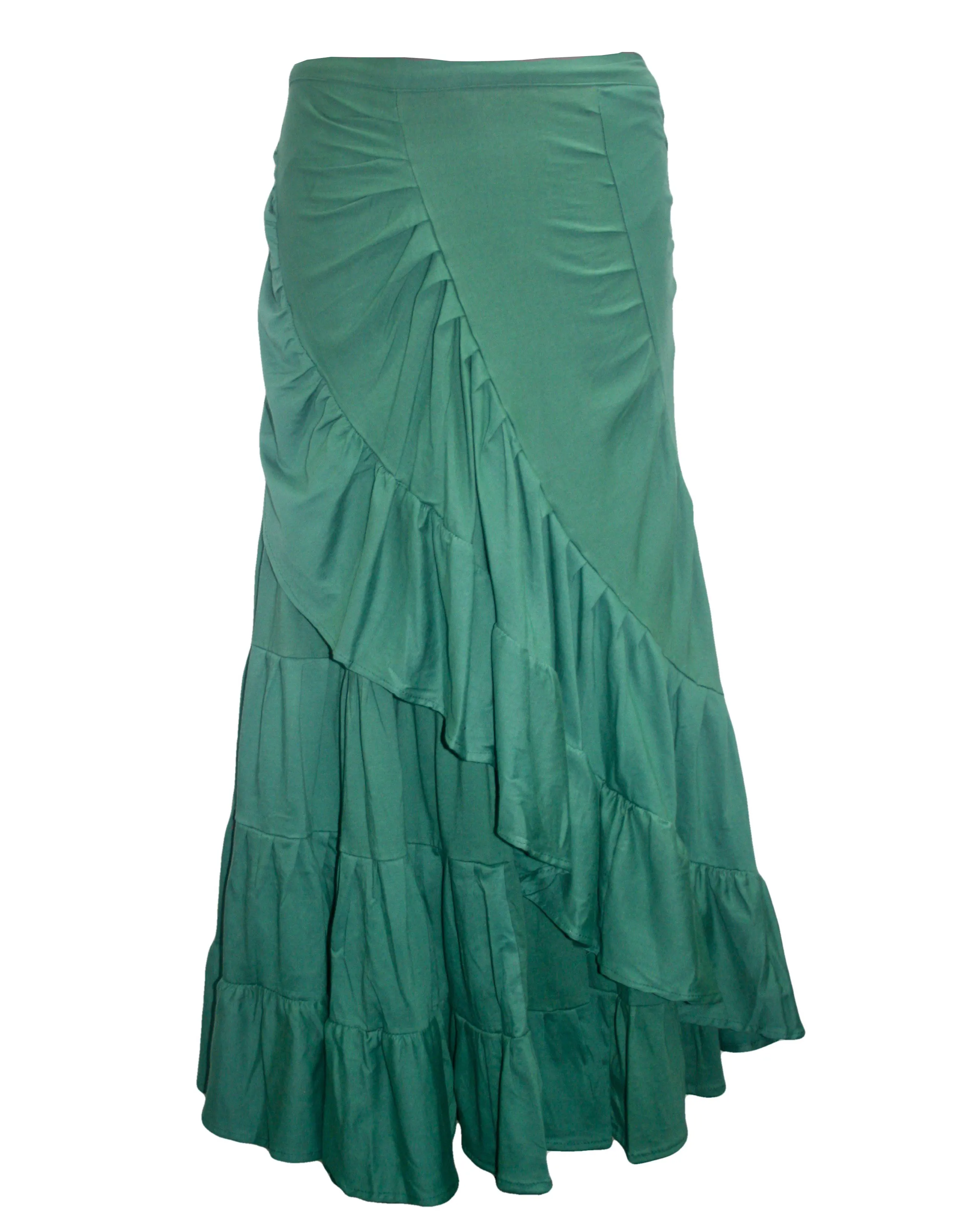 15 WS Women's Rayon Boho Chic Broom Mopping Ruffle Tier Wrap Skirt Maxi