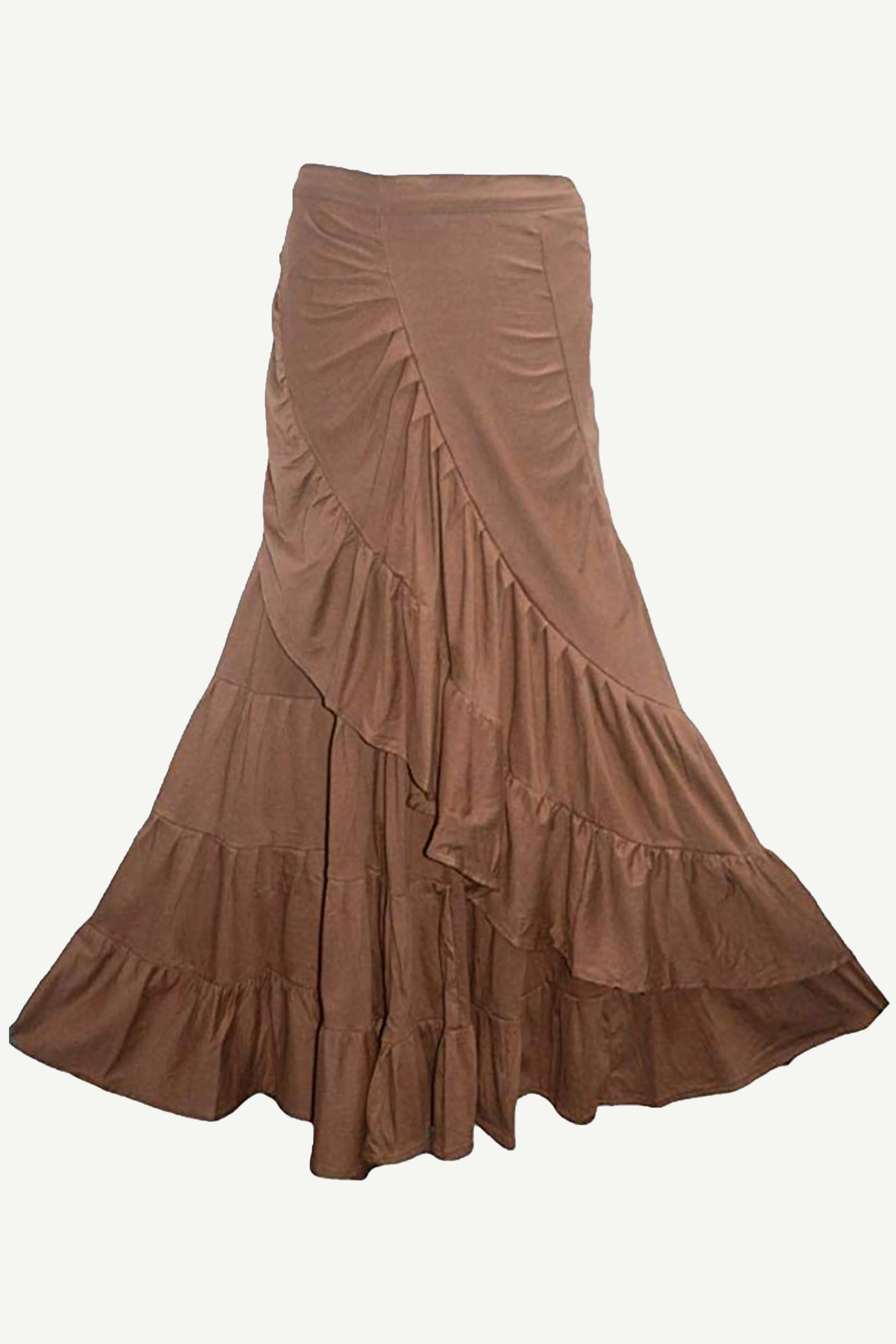 15 WS Women's Rayon Boho Chic Broom Mopping Ruffle Tier Wrap Skirt Maxi