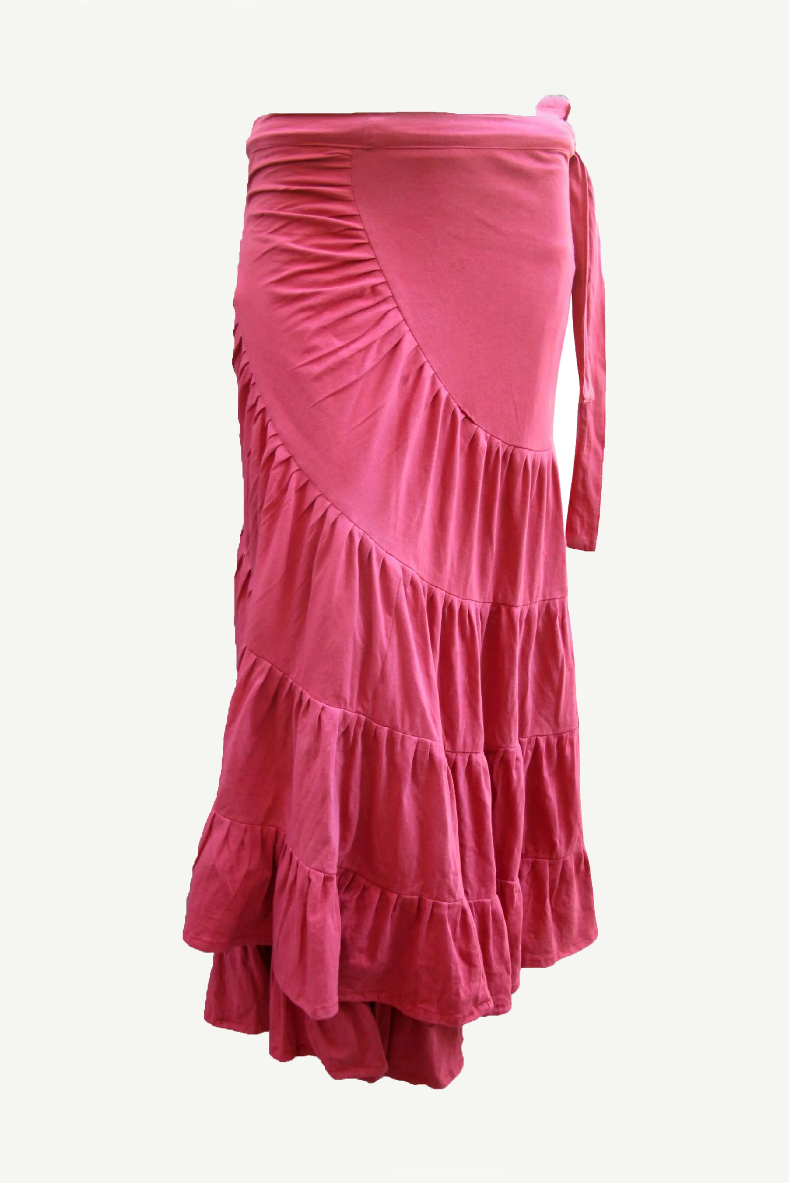 15 WS Women's Rayon Boho Chic Broom Mopping Ruffle Tier Wrap Skirt Maxi