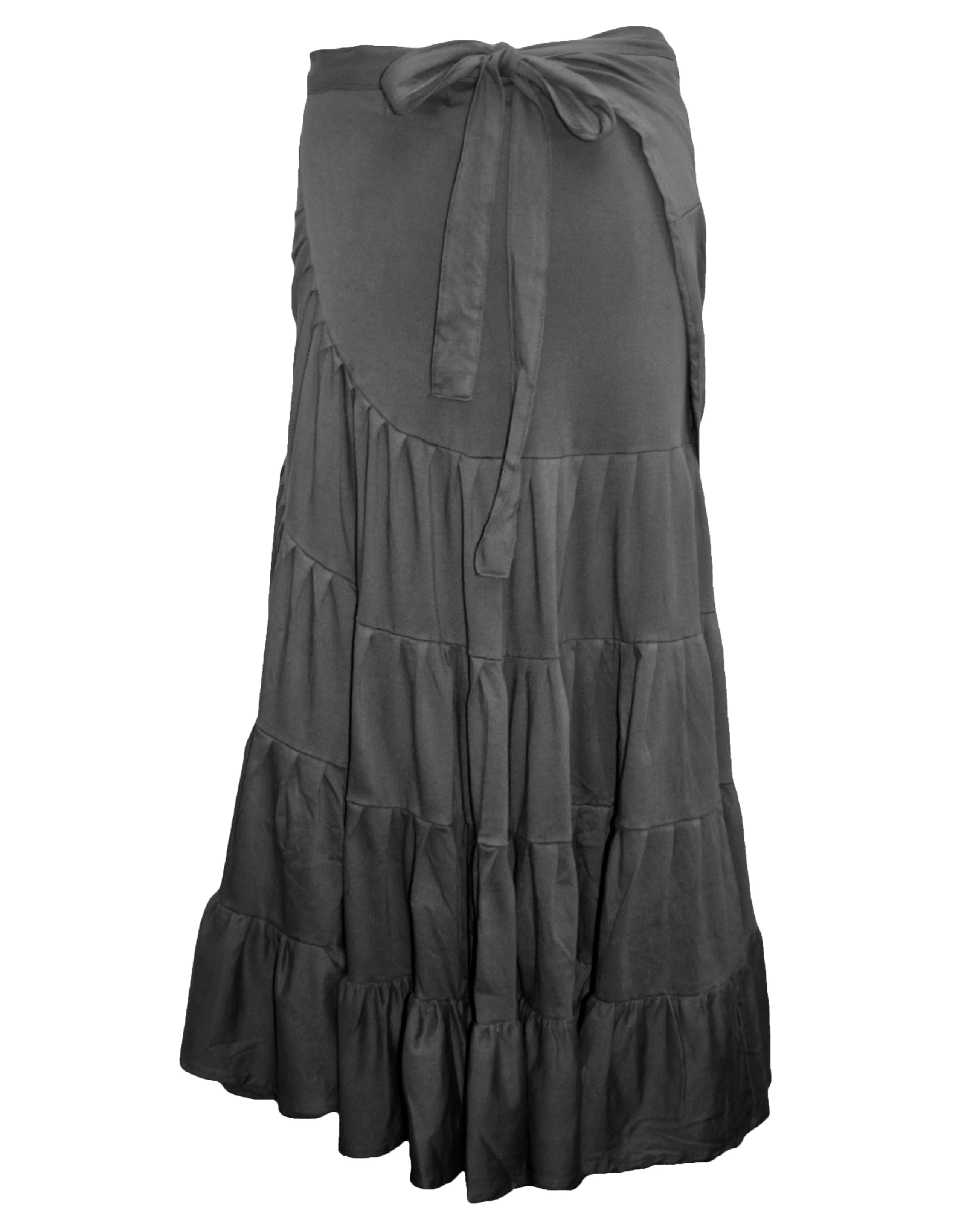 15 WS Women's Rayon Boho Chic Broom Mopping Ruffle Tier Wrap Skirt Maxi