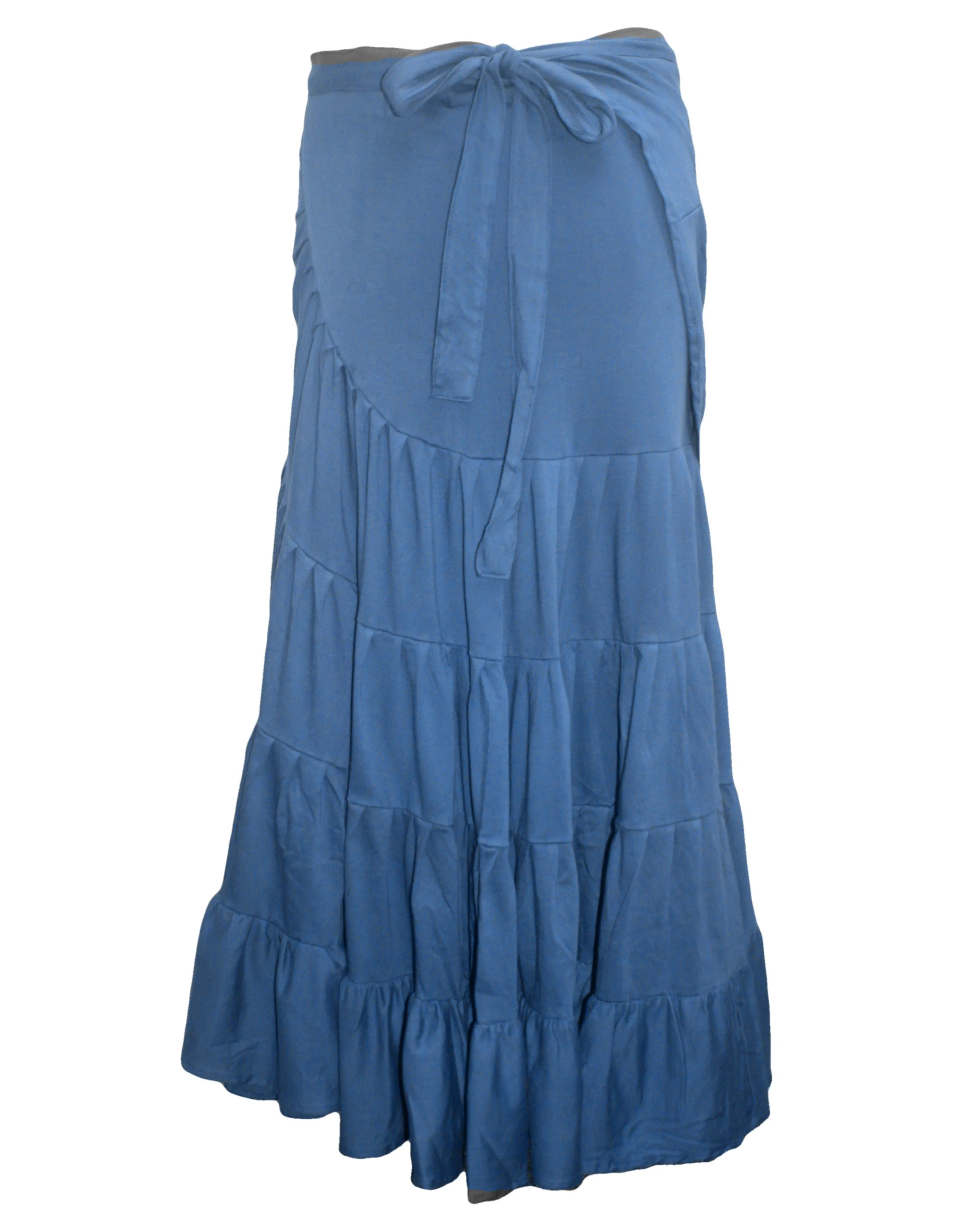15 WS Women's Rayon Boho Chic Broom Mopping Ruffle Tier Wrap Skirt Maxi
