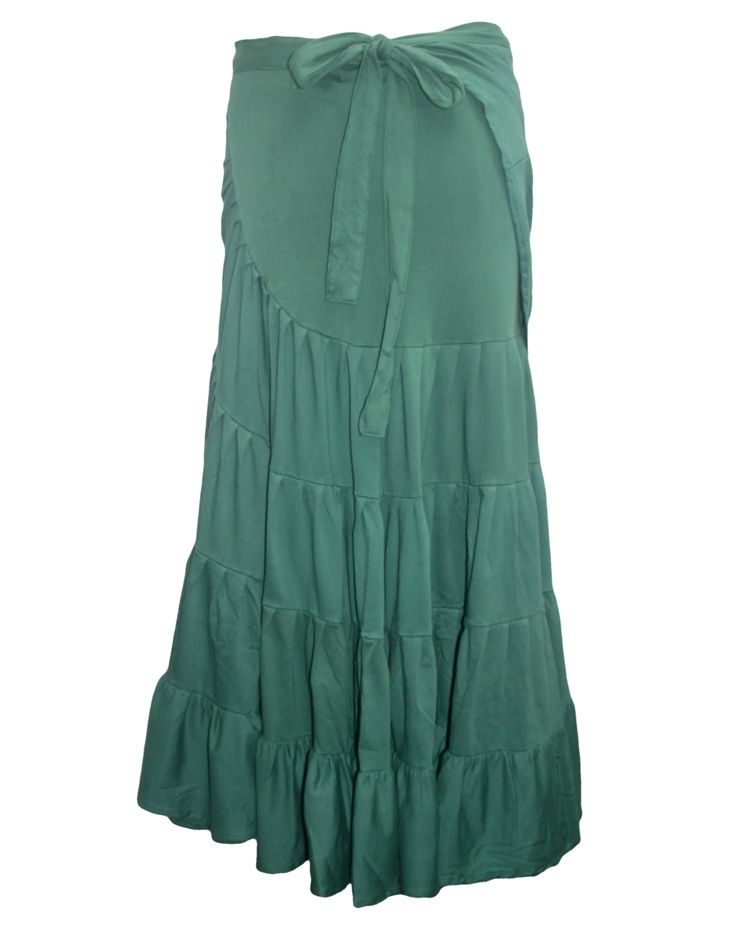 15 WS Women's Rayon Boho Chic Broom Mopping Ruffle Tier Wrap Skirt Maxi