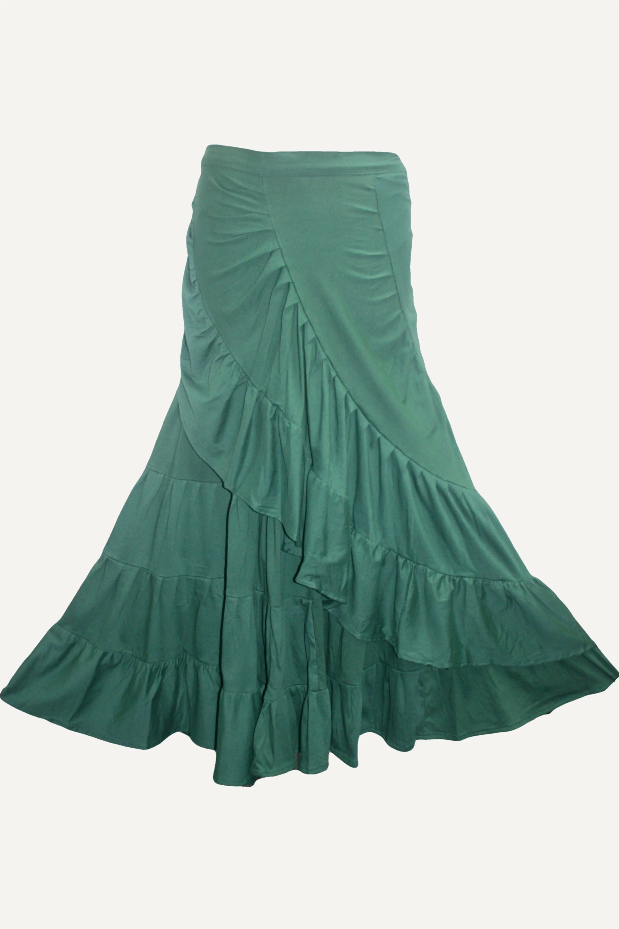 15 WS Women's Rayon Boho Chic Broom Mopping Ruffle Tier Wrap Skirt Maxi
