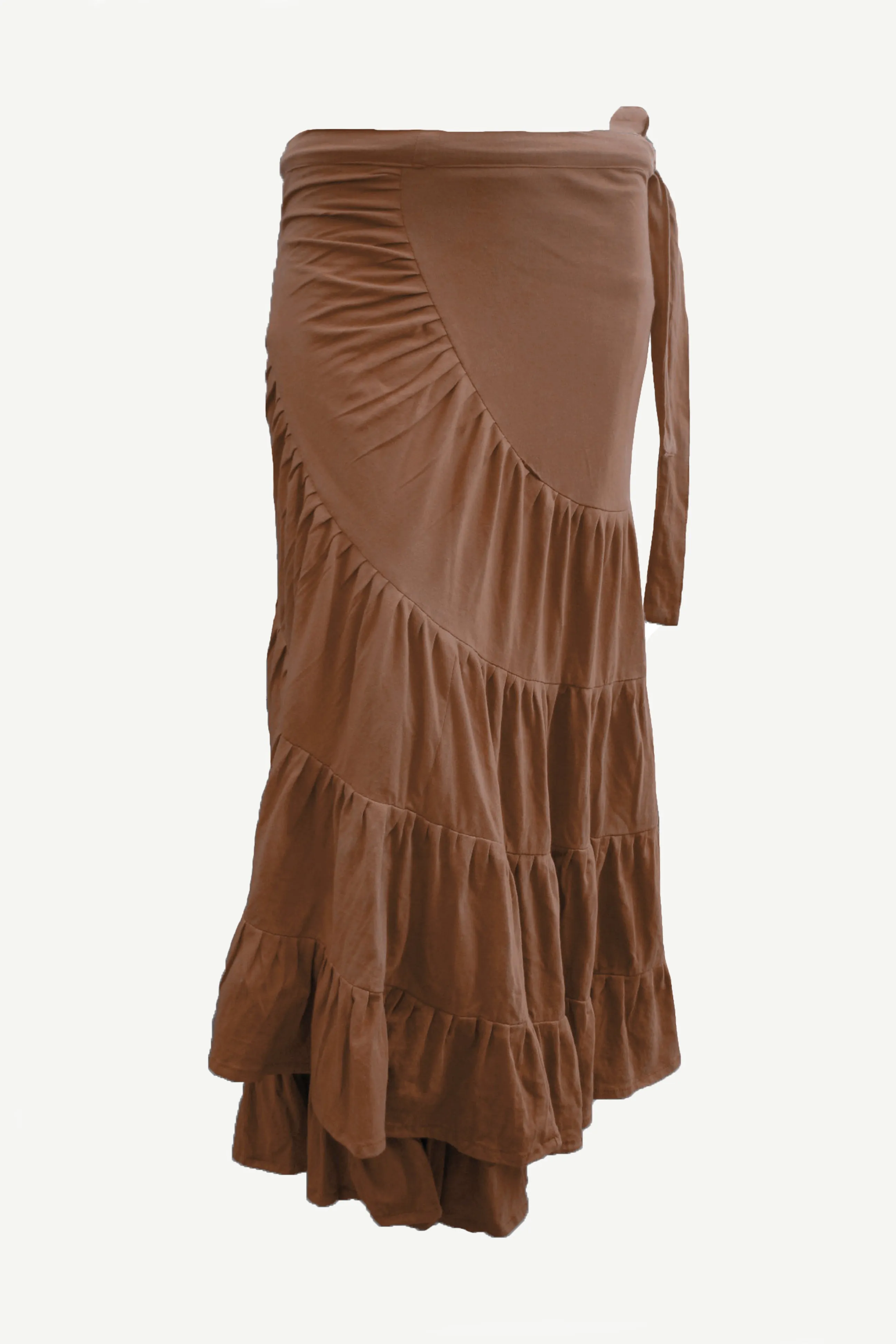 15 WS Women's Rayon Boho Chic Broom Mopping Ruffle Tier Wrap Skirt Maxi