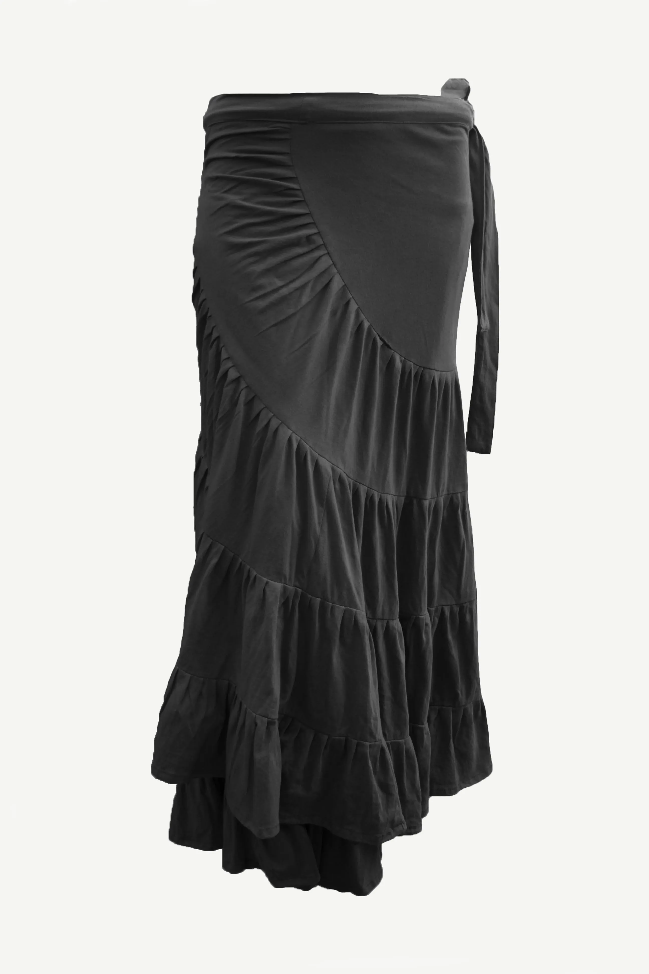 15 WS Women's Rayon Boho Chic Broom Mopping Ruffle Tier Wrap Skirt Maxi