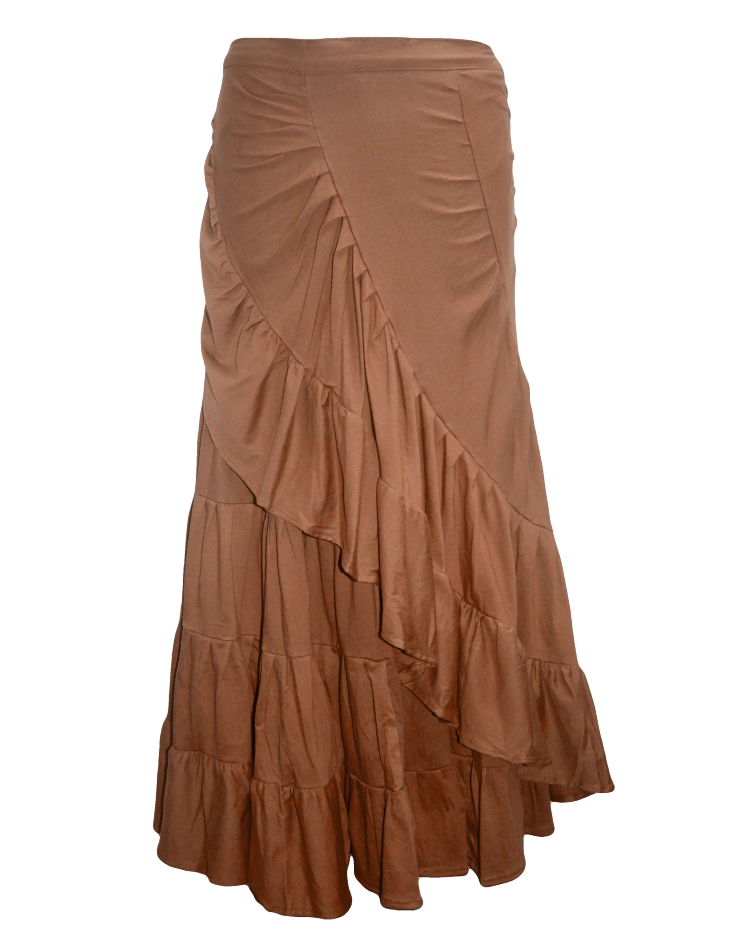 15 WS Women's Rayon Boho Chic Broom Mopping Ruffle Tier Wrap Skirt Maxi
