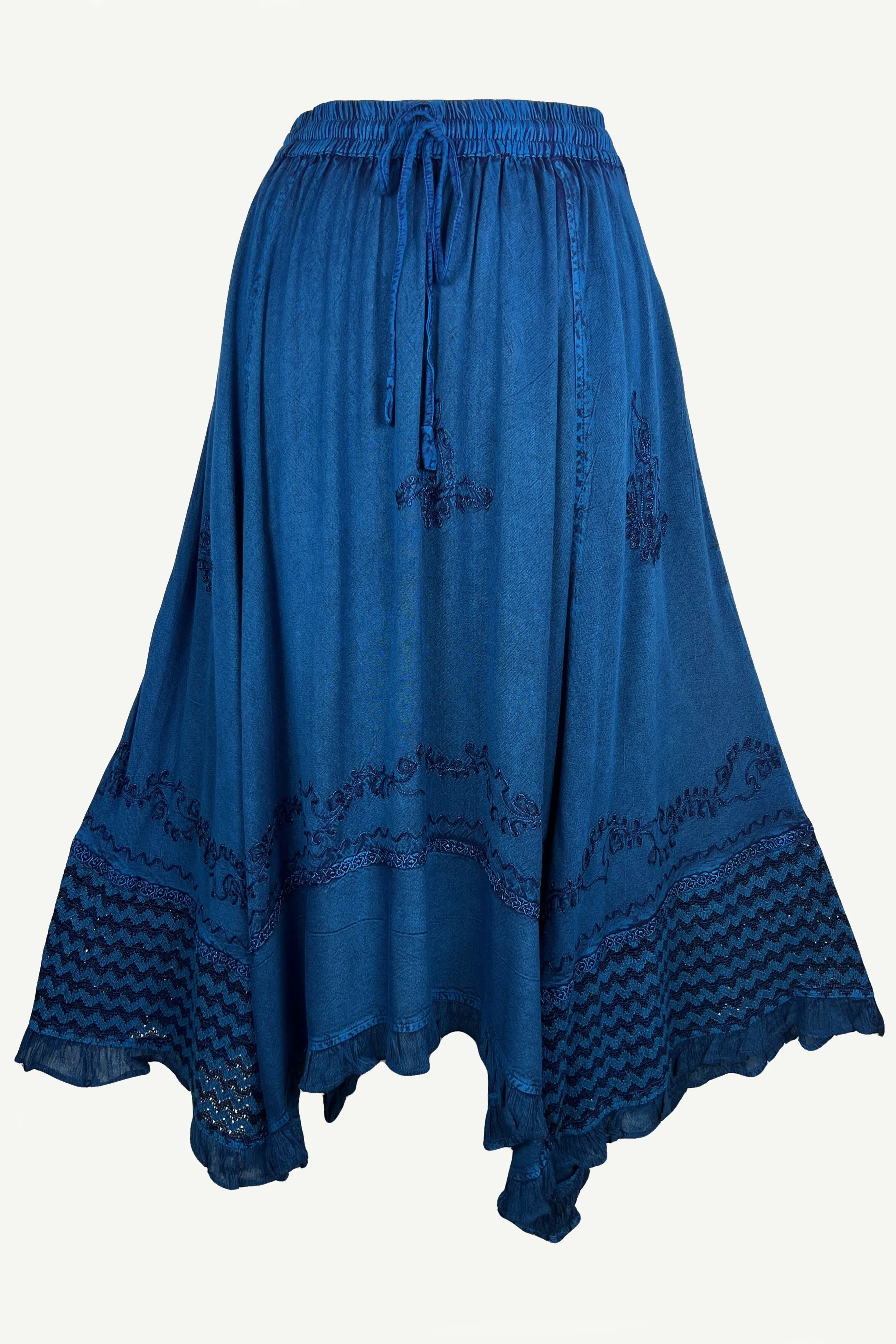 18 6027 SKT Medieval Embroidered Rich Heavy Netted Lace Elastic Waistband Uneven Skirt