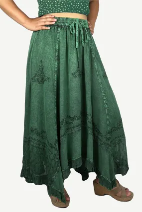 18 6027 SKT Medieval Embroidered Rich Heavy Netted Lace Elastic Waistband Uneven Skirt