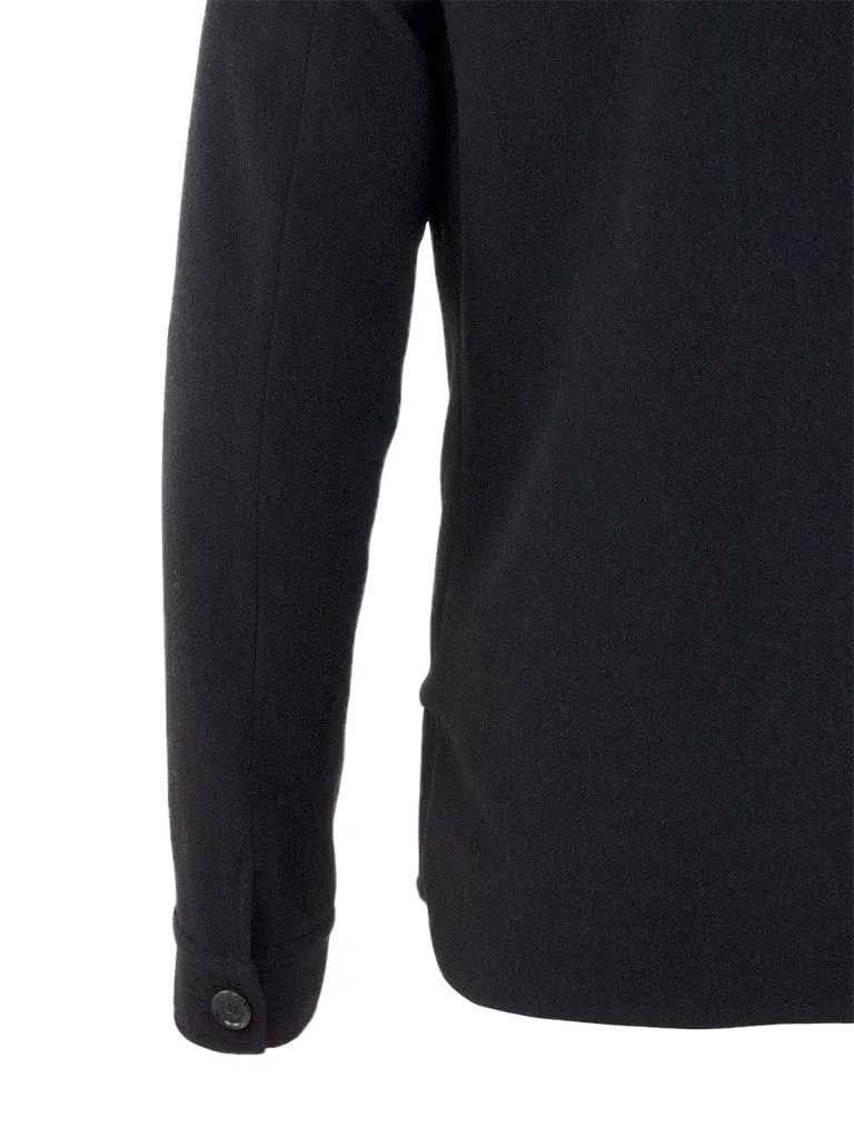 Asymmetric Button Up Wool Jacket in Black