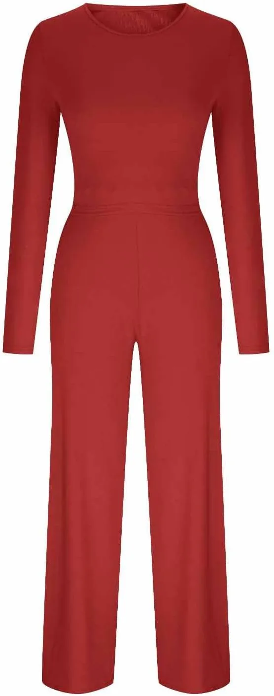 Casual 2 Piece Sets Women Fall Outfits Knit Long Sleeve Crop Top Wide Leg Pant Matching Lounge Set Tracksuit Sweatsuit