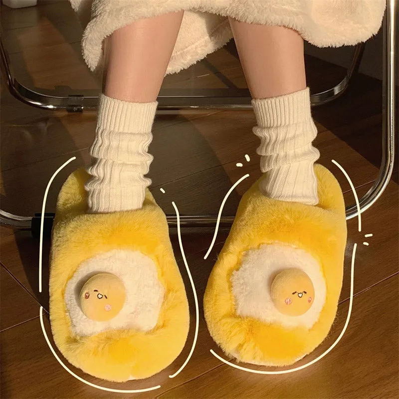 Cute Egg Plush Slippers