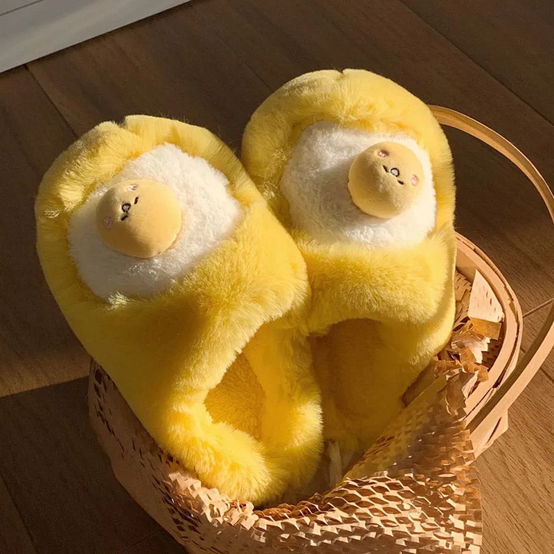 Cute Egg Plush Slippers