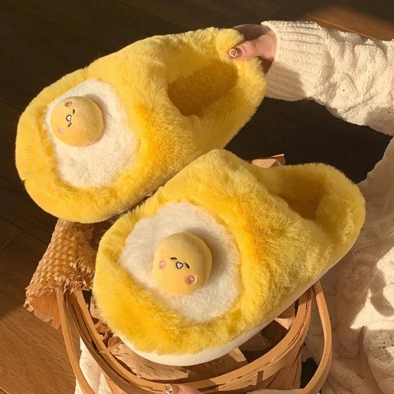 Cute Egg Plush Slippers