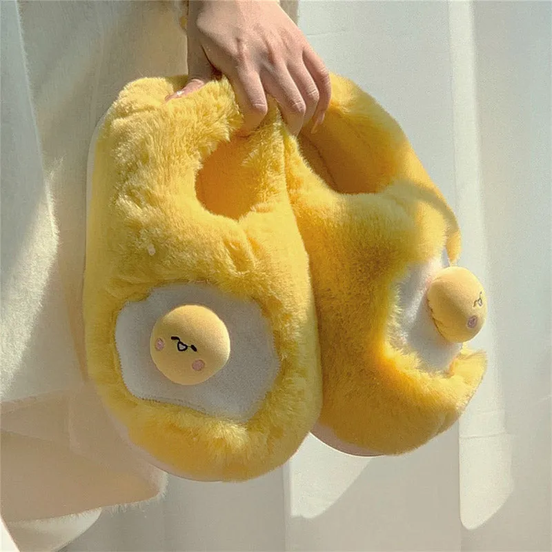 Cute Egg Plush Slippers