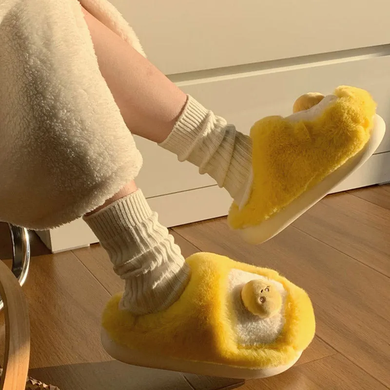Cute Egg Plush Slippers