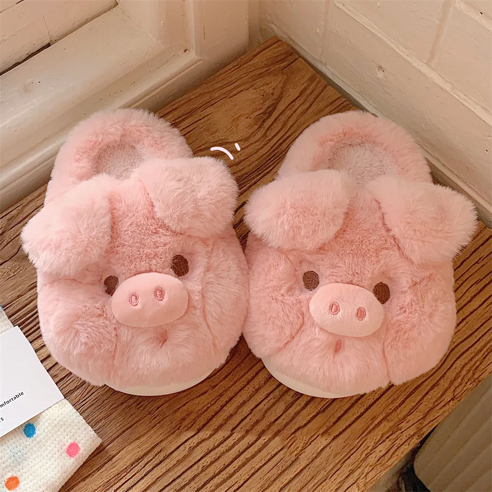 Cute Pink Pig Plush Slippers
