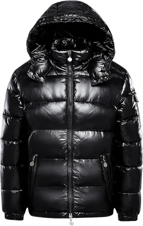 Glossy Puffer Jacket Men Quilted Insulated Jacket Zip up Padded Coat Warm Down Jacket Casual Winter Jacket Outwear