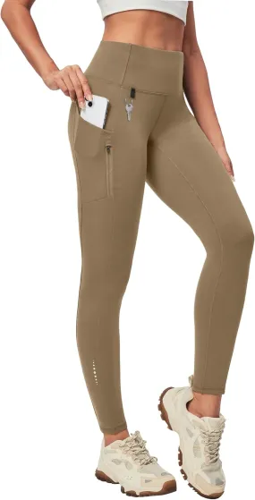 Heathyoga Fleece Lined Leggings Women with Pockets Water Resistant Thermal Leggings Winter Warm Yoga Pants Hiking Running
