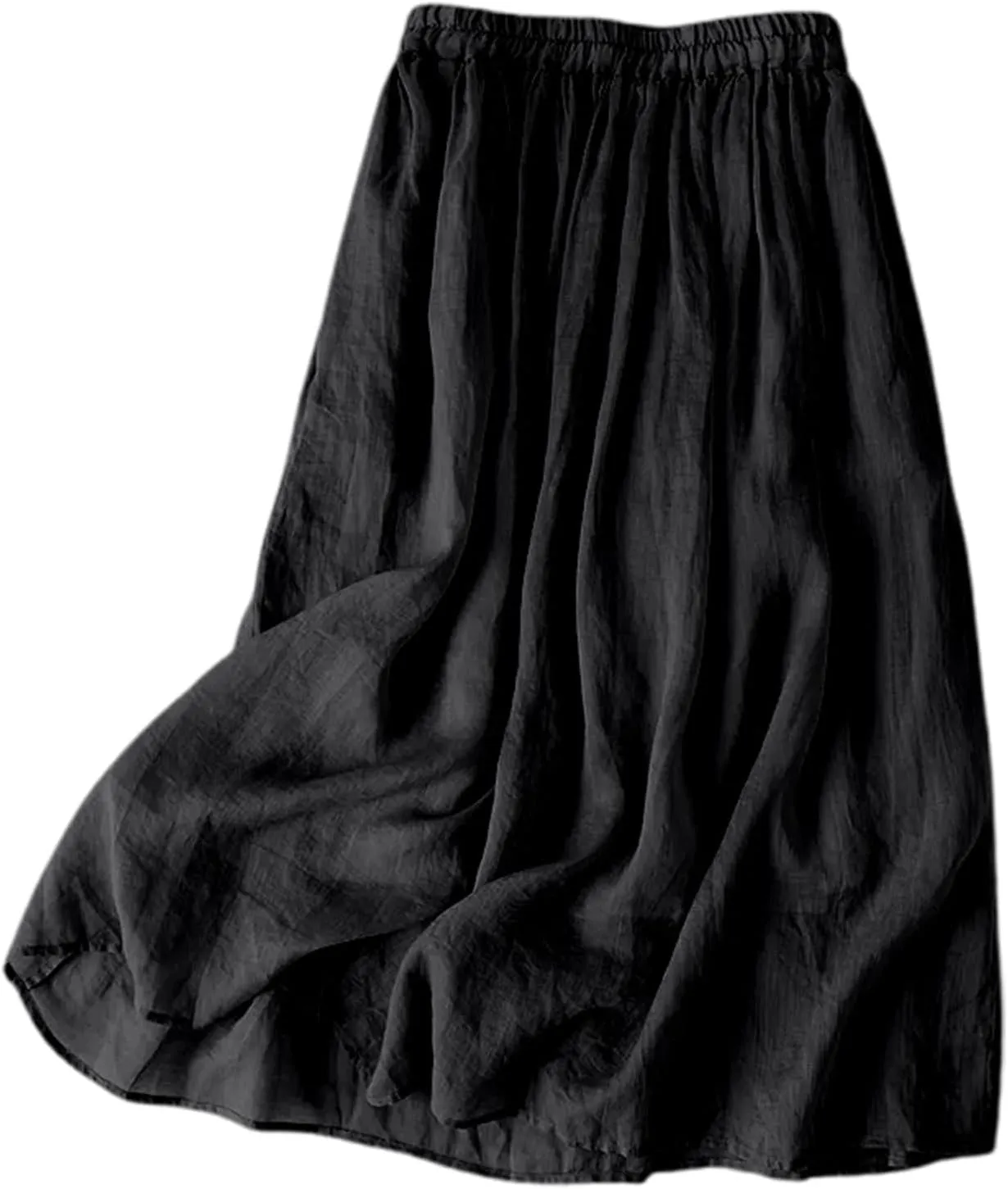 Linen Maxi Skirt for Women Flowy Elastic Waist Boho Long A-Line Skirts Peasant Summer Vacation Skirt 2025 Trendy