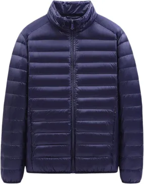 Men Lightweight Puffer Jacket Quilted Zip up Stand Collar Winter Warm Down Jacket with Pocket Packable Puffy Insulated Coat