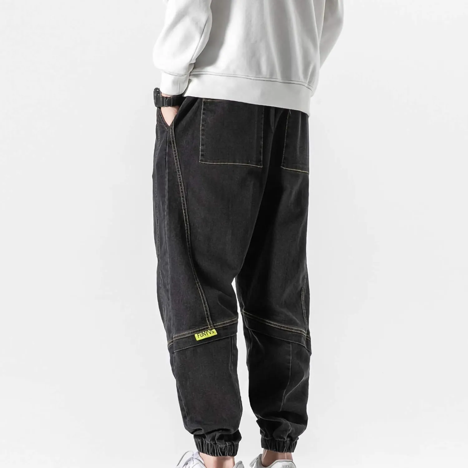 Men's Harem Pants Casual Fashion Drawstring Elastic Waist Jogger Sweatpants with Pockets Baggy Hiking Workout Trouser