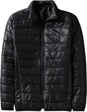 Mens Lightweight Down Jackets No Hood Zipper Warm Winter Light Puffer Jacket Packable Bubble Coats Quilted Outerwear