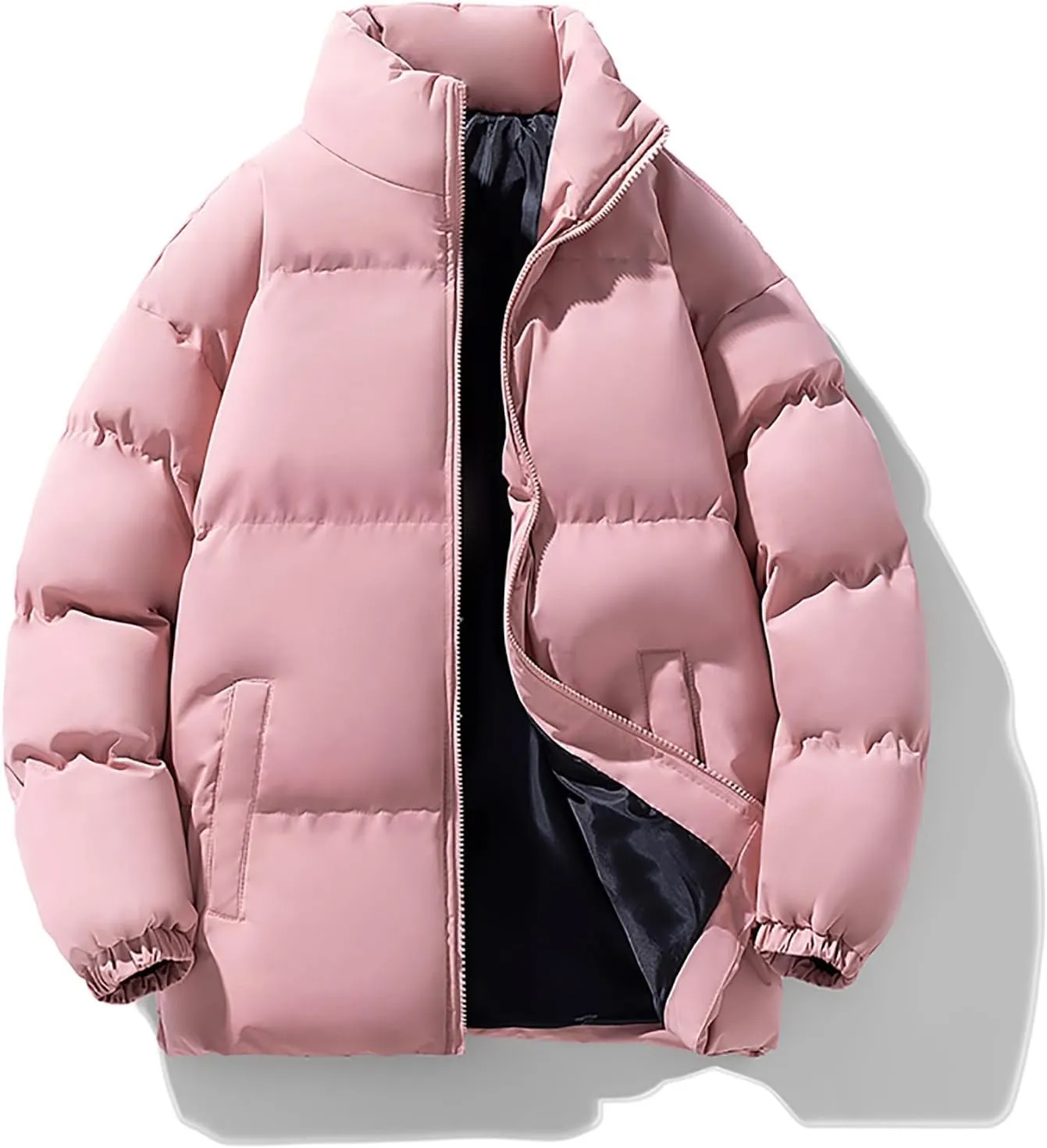 NATHGAM Puffer Jacket Men Baggy Waterproof Winter Bubble Coats Jackets Stand Collar Thick Warm Down Jacket Oversized Outwear