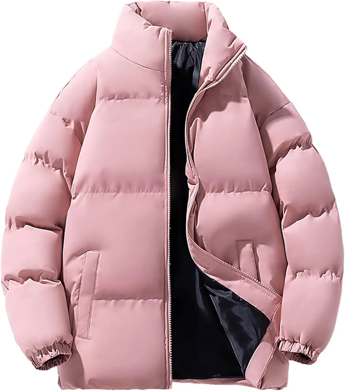 NATHGAM Puffer Jacket Men Baggy Waterproof Winter Bubble Coats Jackets Stand Collar Thick Warm Down Jacket Oversized Outwear