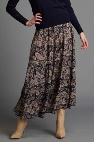 NIGHTFEVER ELASTIC WAIST TIERED BOHO MAXI SKIRT