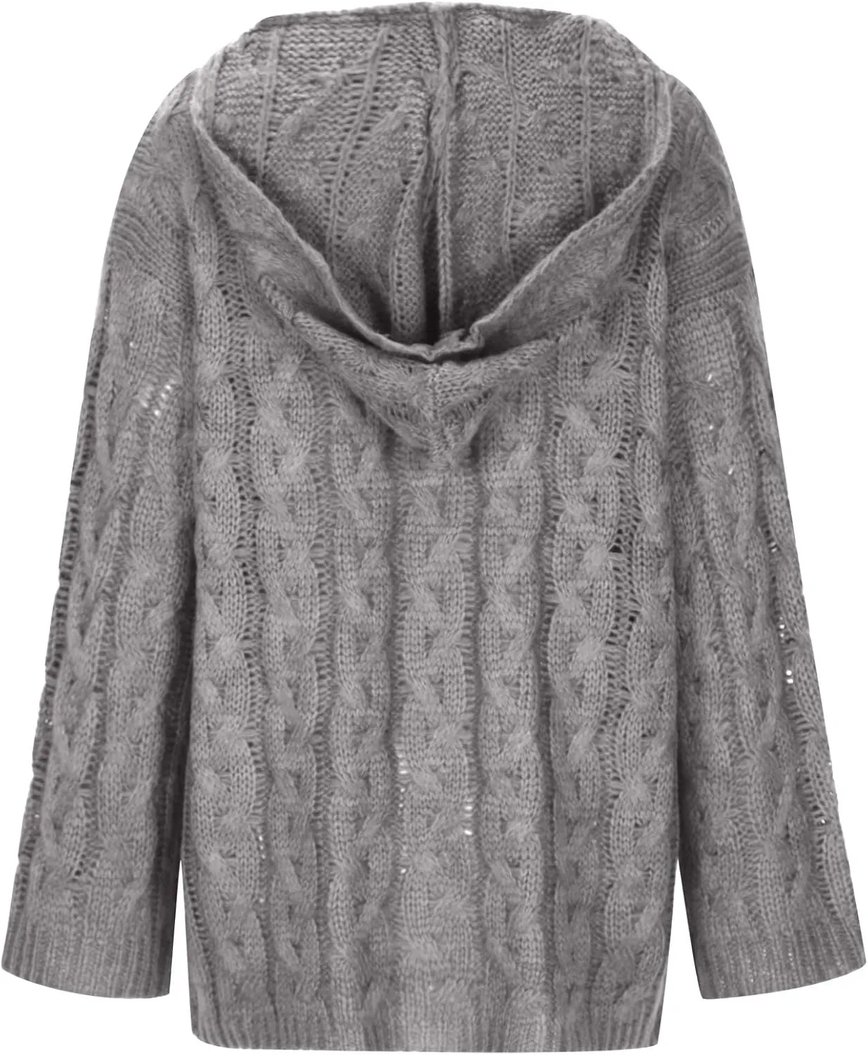 Oversized Sweaters Womens Chunky Cable Knit Pullover Hooded Sweaters V Neck Long Sleeve Loose Hoodies Knitwear Clothes