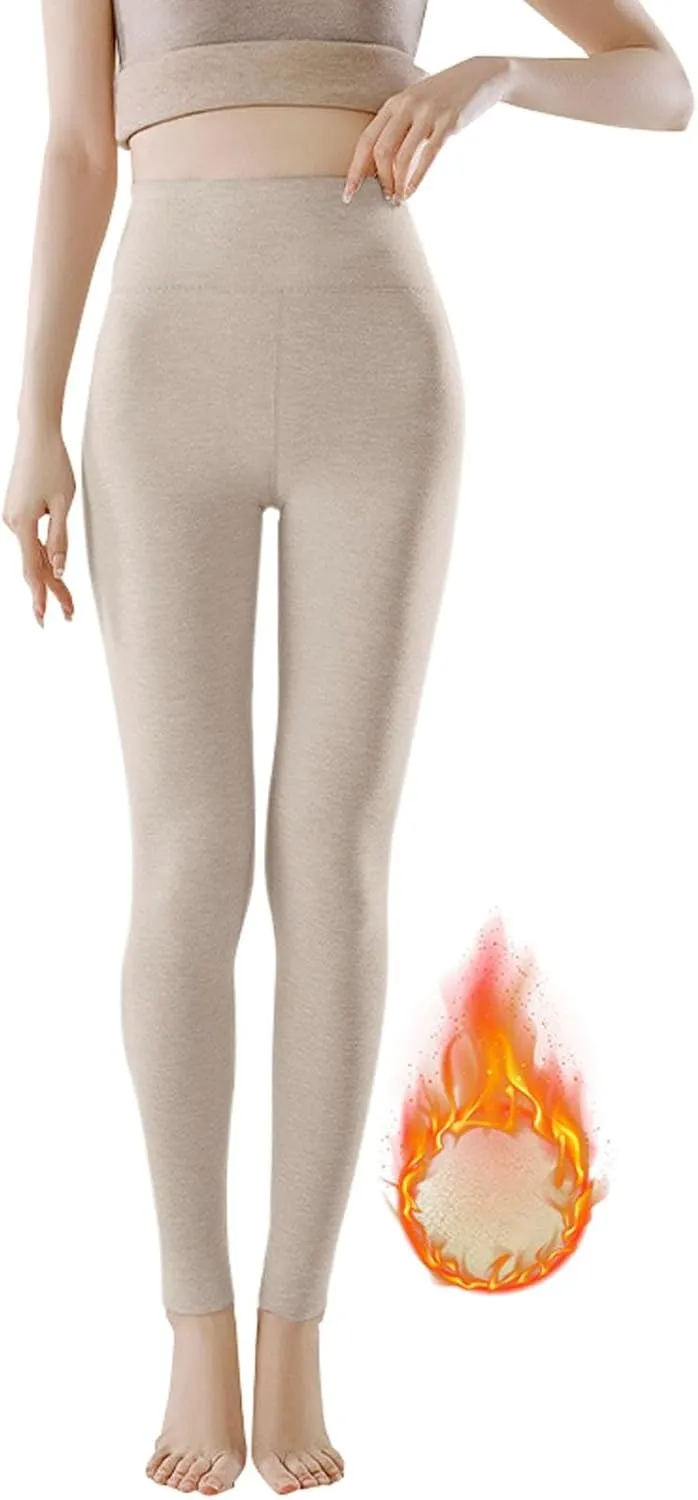Soft Clouds Fleece Leggings for Women High Waist Warm Winter Solid Pants Tummy Control Slim Soft Clouds Yoga Pants