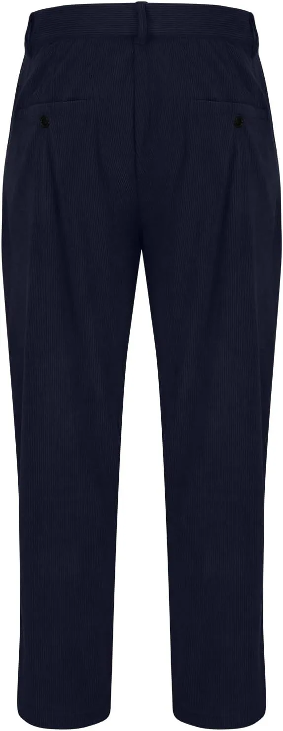 STYESH Mens Corduroy Cargo Pants Wide Leg Multi-Pockets Outdoor Fashion Casual Work Pants Streetwear Trousers with Belt Loop