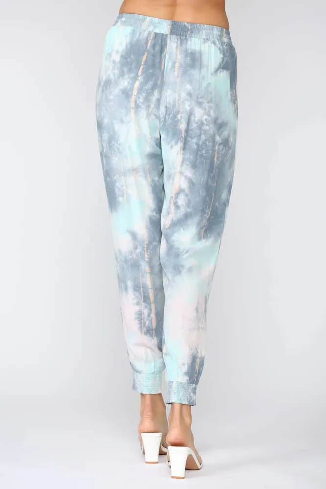 Tie Dye Jogger Pants Aqua