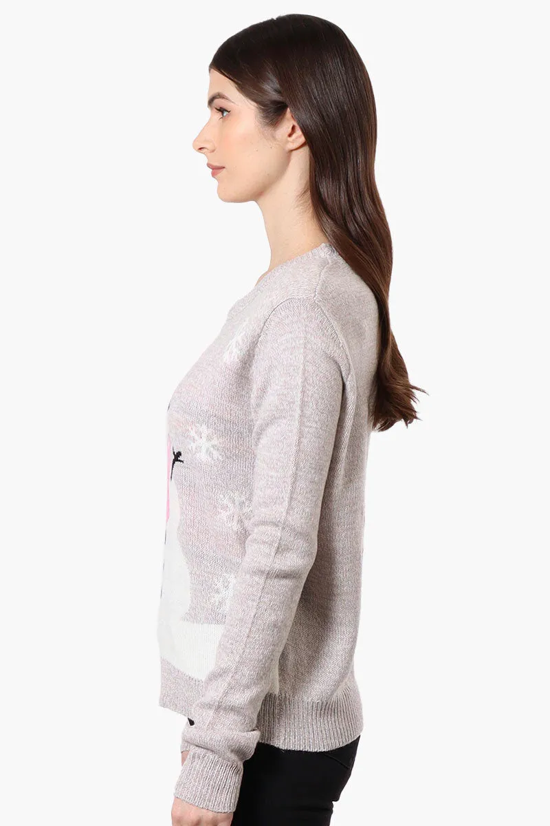 Ugly Christmas Sweater Snow Woman Knit Christmas Sweater - Grey