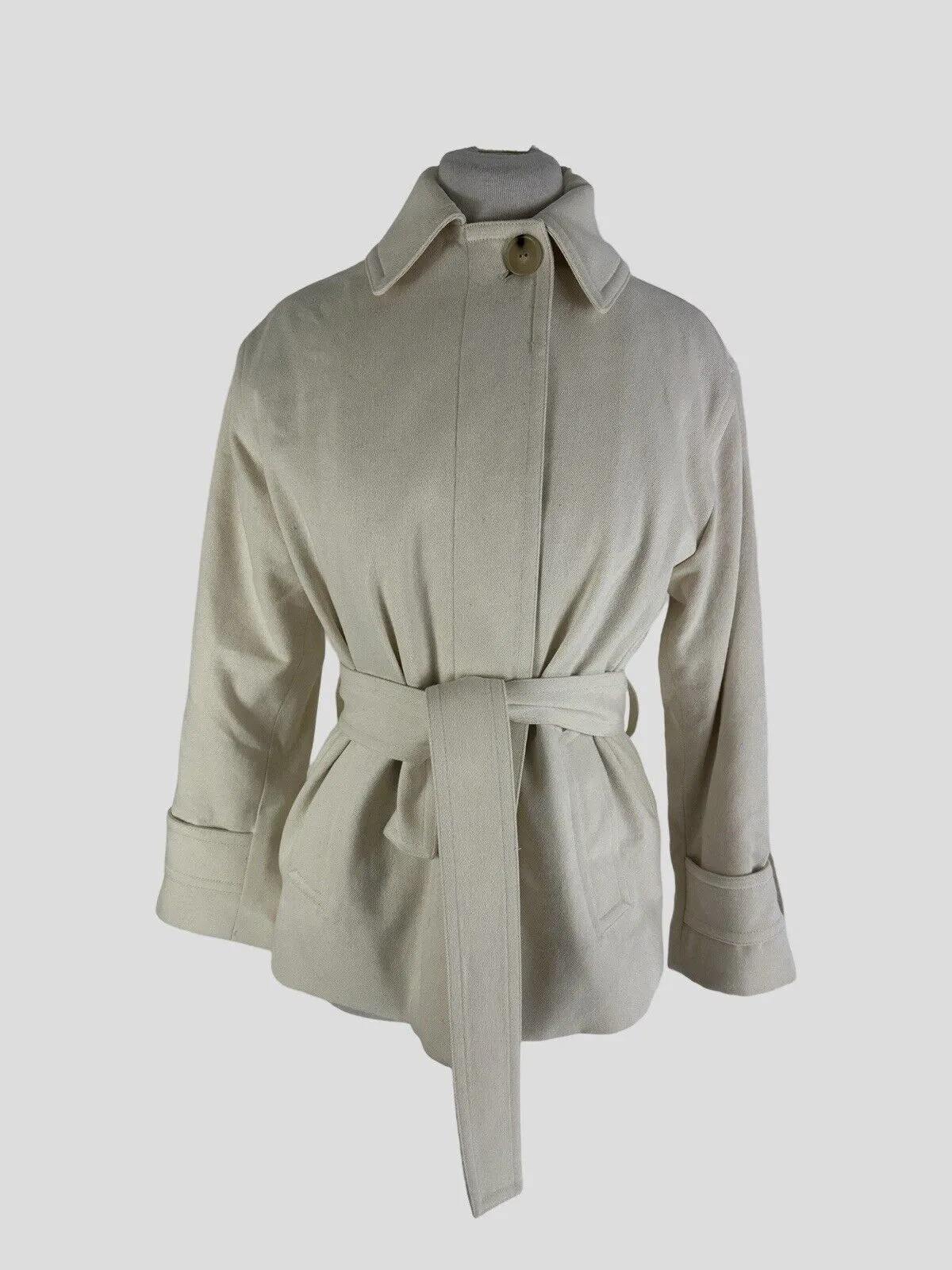 Vince cream cotton & wool belted jacket size UK6/US2