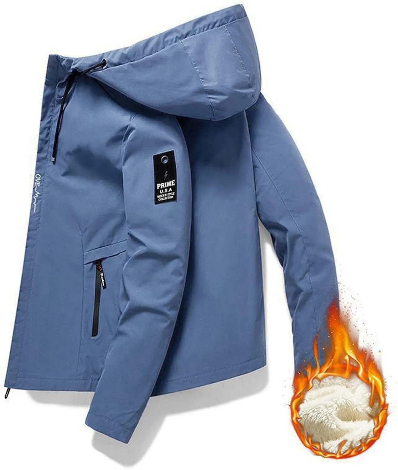 Winter Jackets for Men with Hood Full Zip Insulated Fleece Jacket Plus Size Lightwegiht Windproof Padded Coats with Pockets