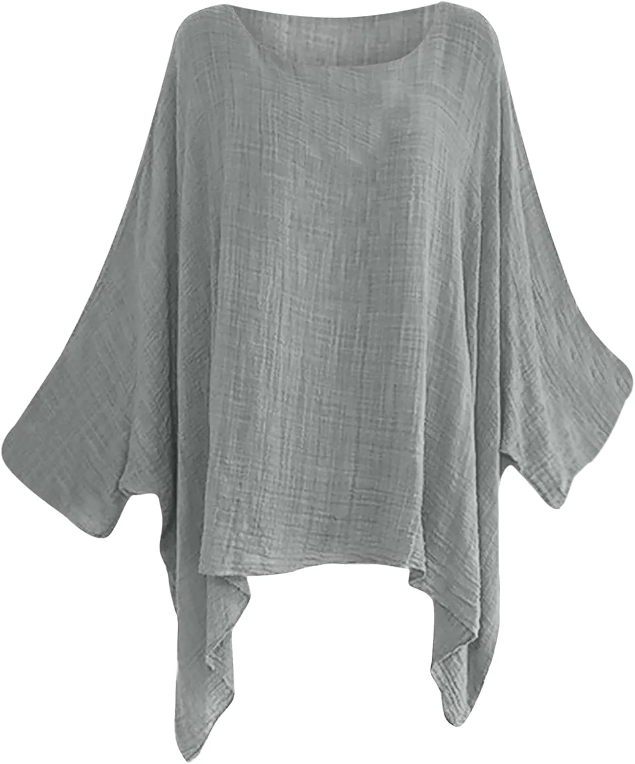 Women Linen Cotton Tops Tunic Top – Casual Batwing Long Sleeve Baggy T Shirt Tees Oversized Loose Flowy Blouse