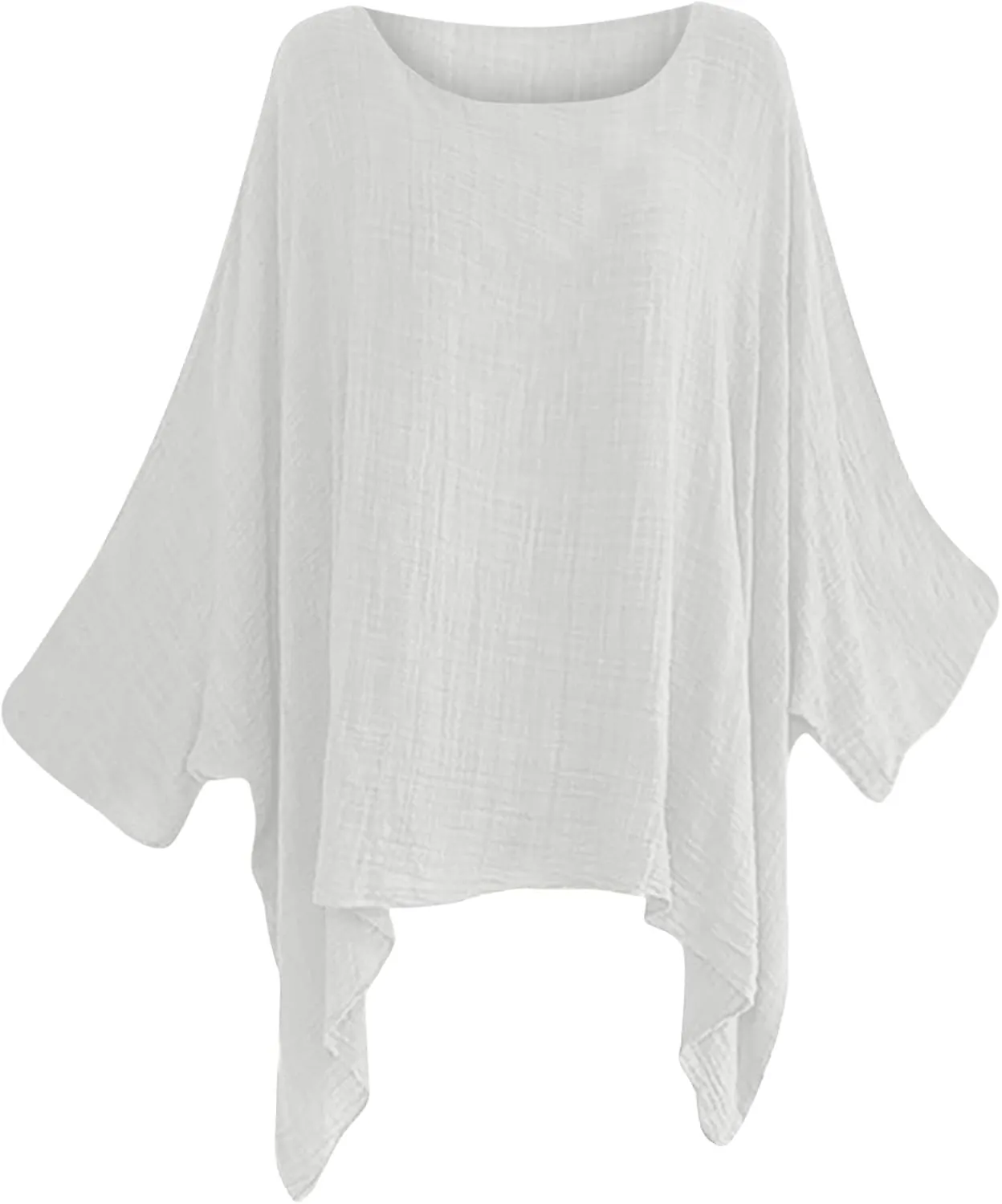 Women Linen Cotton Tops Tunic Top – Casual Batwing Long Sleeve Baggy T Shirt Tees Oversized Loose Flowy Blouse