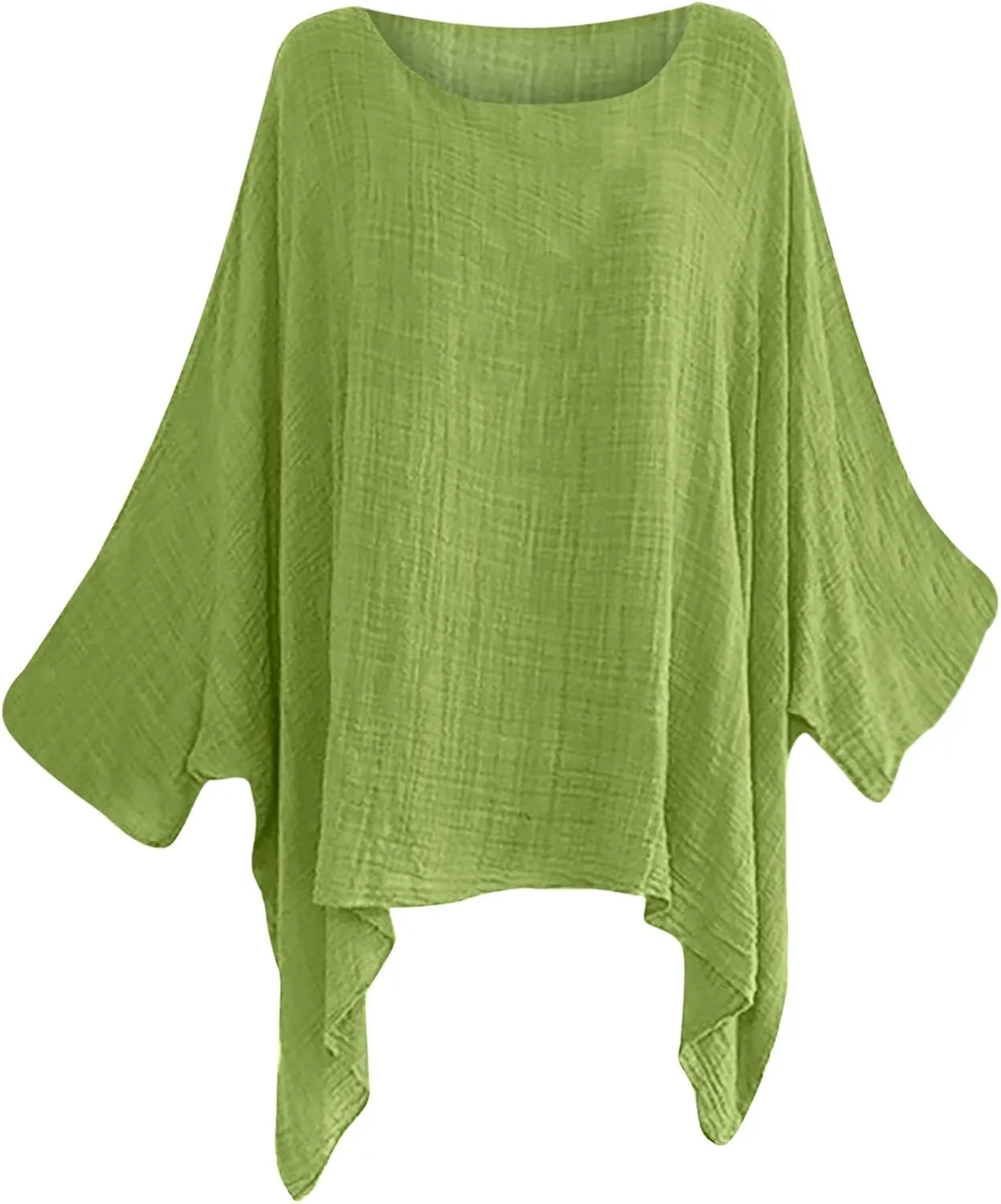 Women Linen Cotton Tops Tunic Top – Casual Batwing Long Sleeve Baggy T Shirt Tees Oversized Loose Flowy Blouse