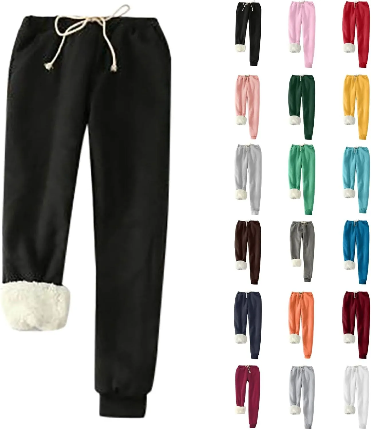 Womens Fleece Lined Sweatpants Warm Winter Sherpa Pants Joggers Track Pants Casual Baggy Pant Fleece Sweatpants Pants