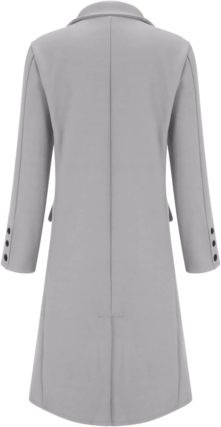 Women's Notched Lapel Collar Double Breasted Elegant Coat Casual Fashion Over Coats Winter Thermal Long Jackets