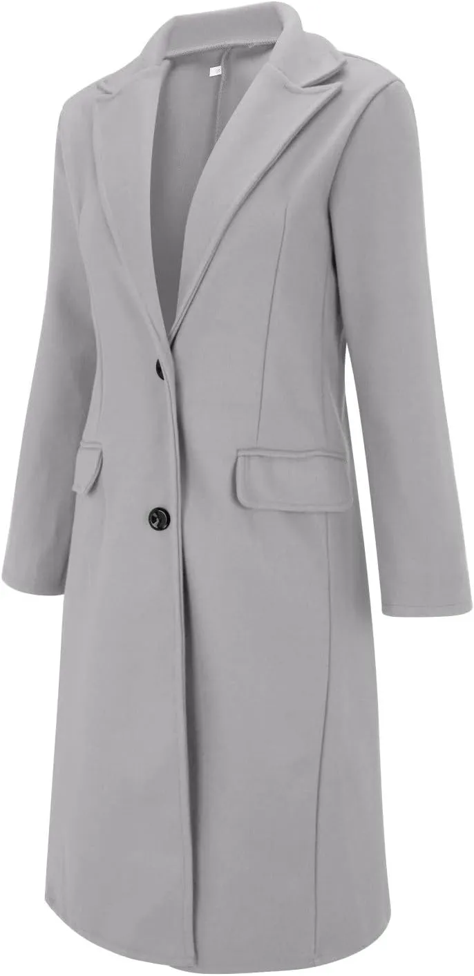 Women's Notched Lapel Collar Double Breasted Elegant Coat Casual Fashion Over Coats Winter Thermal Long Jackets