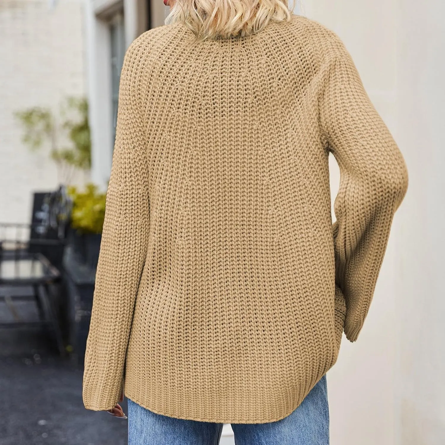 Womens Oversized Sweaters Long Lantern Sleeve Crew Neck 2024 Fall Trendy Ribbed Knit Pullover Sweater Casual Tops