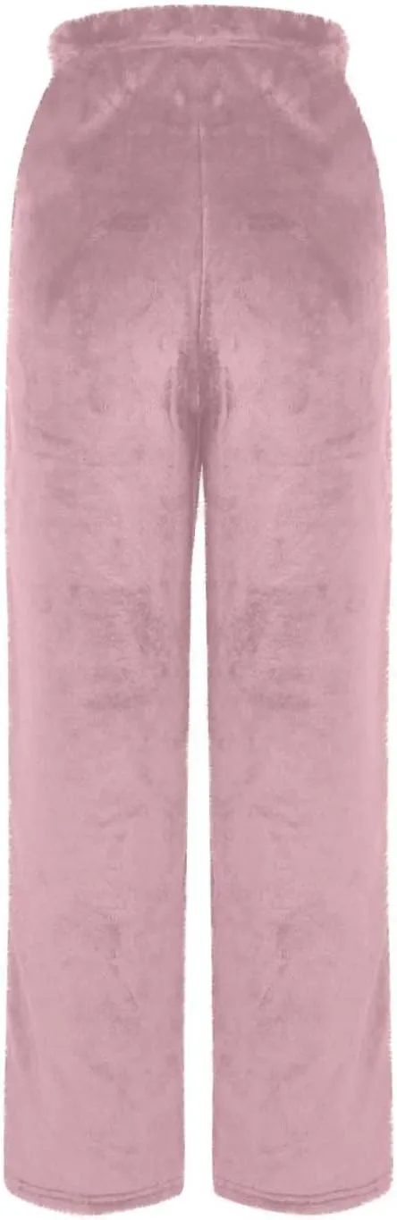 Xiaojmake Women's Pajamas Pant Fleece Fuzzy Pj Bottoms Flannel Wide Leg Velvet Home Pants Winter Baggy Cozy Lounge Sleepwear